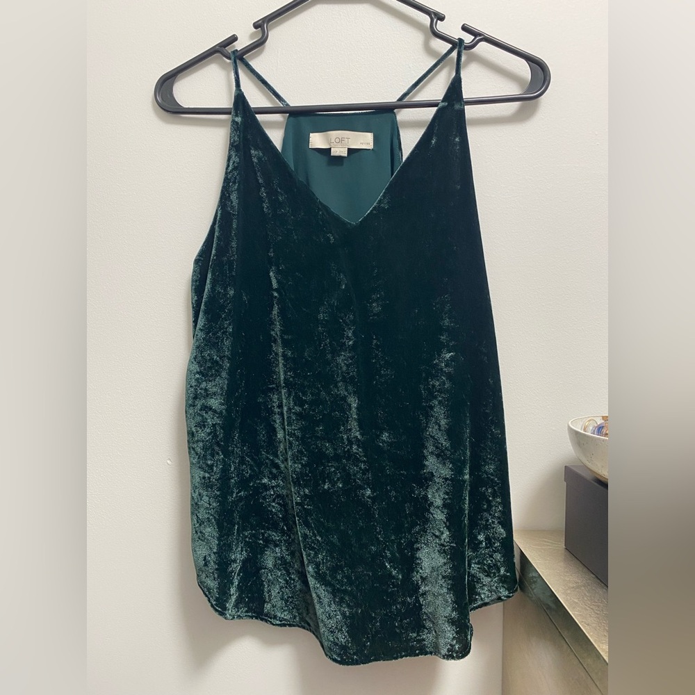 LOFT Green Velvet Tank